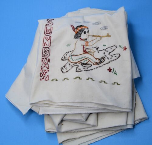 Embroidered Days of the Week tea towels Native American Indian themed - Picture 1 of 8