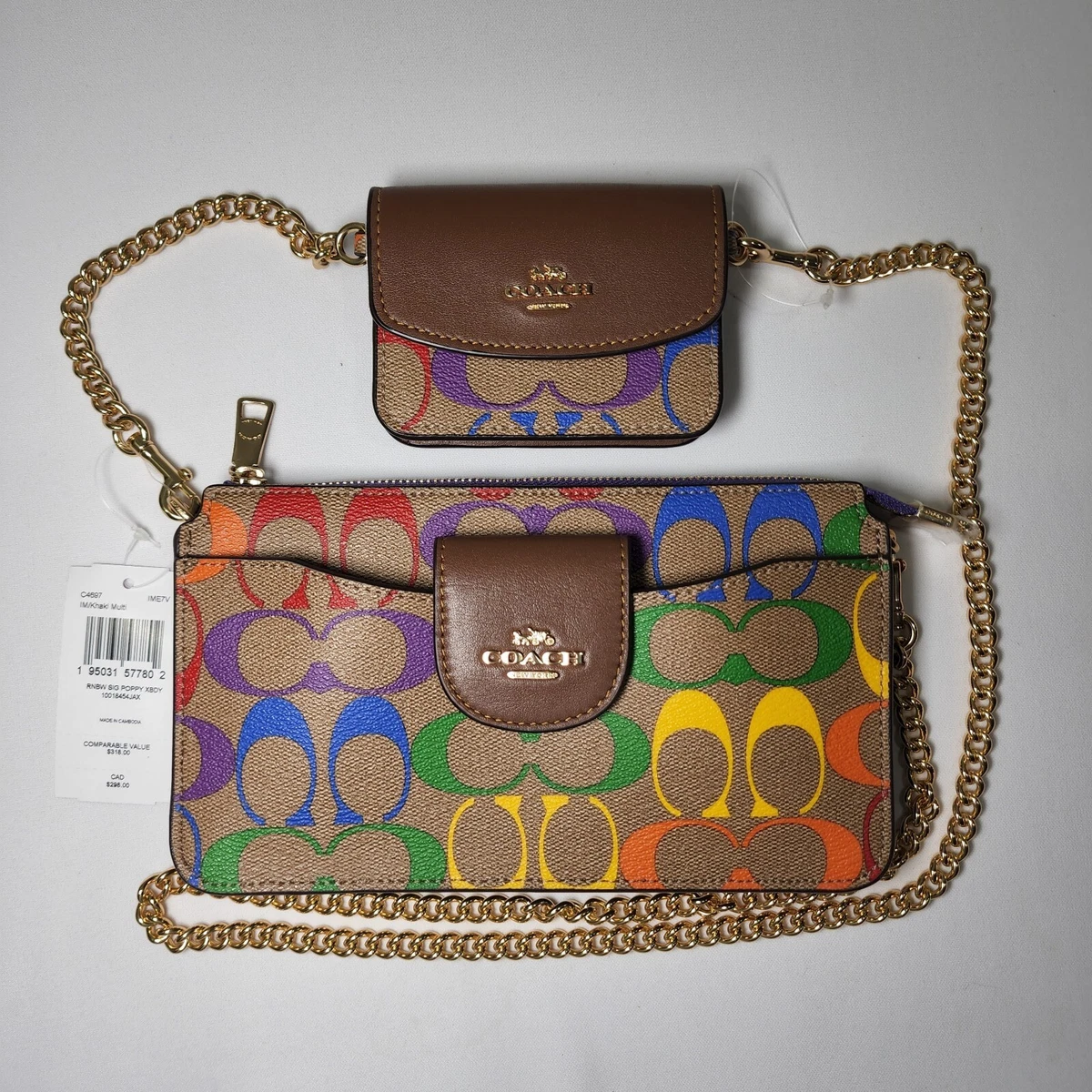 Coach Poppy Crossbody In Rainbow Signature Canvas
