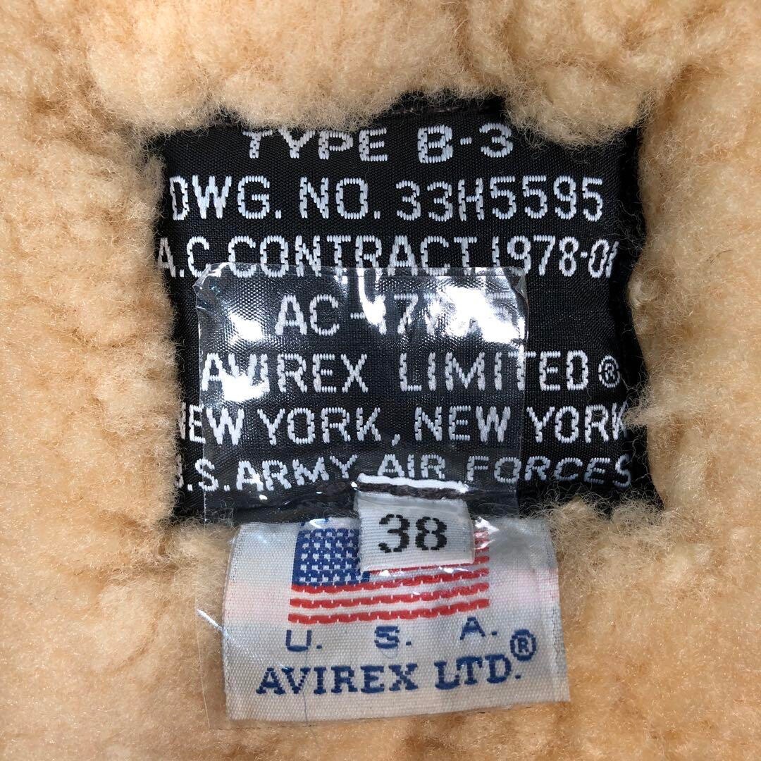 ＡＶＩＲＥＸ　Ｂ－３　３８ AVIREX Type B-3 (B3) Size 38 Flight Mouton Leather Jacket