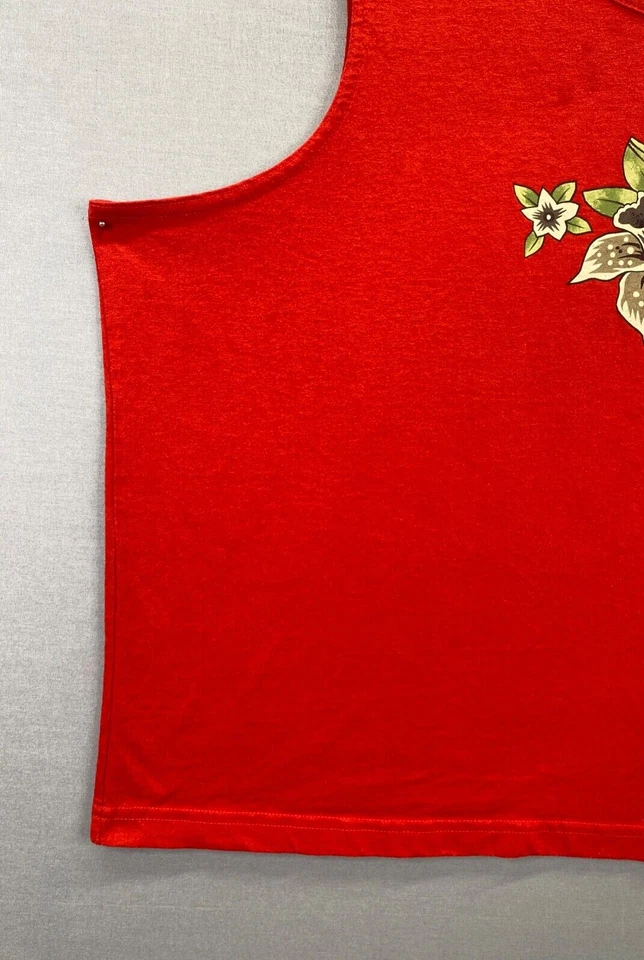 Blair Womens Red Tank Top Floral Sleeveless Scoop Neck Size 2XL" - Изображение 2 из 4