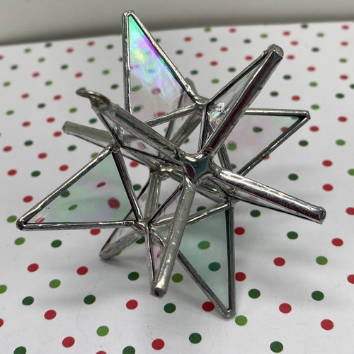 Vintage Art Deco Style Moravian Stars Iridescent Leaded Glass Ornament~Excellent - Picture 2 of 8