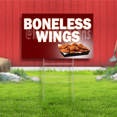 Boneless Wings Coroplast Sign Plastic Indoor Outdoor Yard Sign FREE SHIPPING
