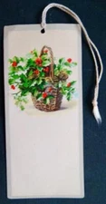 Antique Vintage Bridge Tally Card with Tassel Basket Basket Holly Chas S. Clark