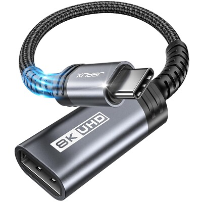 JSAUX USB C to DisplayPort 1.4 Adapter [8K@60Hz, 4K@144Hz 120Hz, 2K@240Hz] Dy...