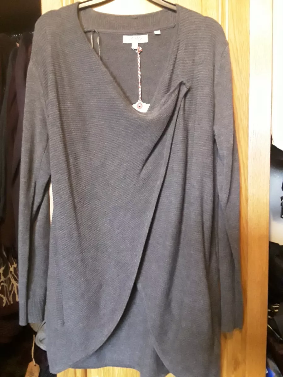 Bnwt new fat face grey wrap front cocoon longline cardigan size 10