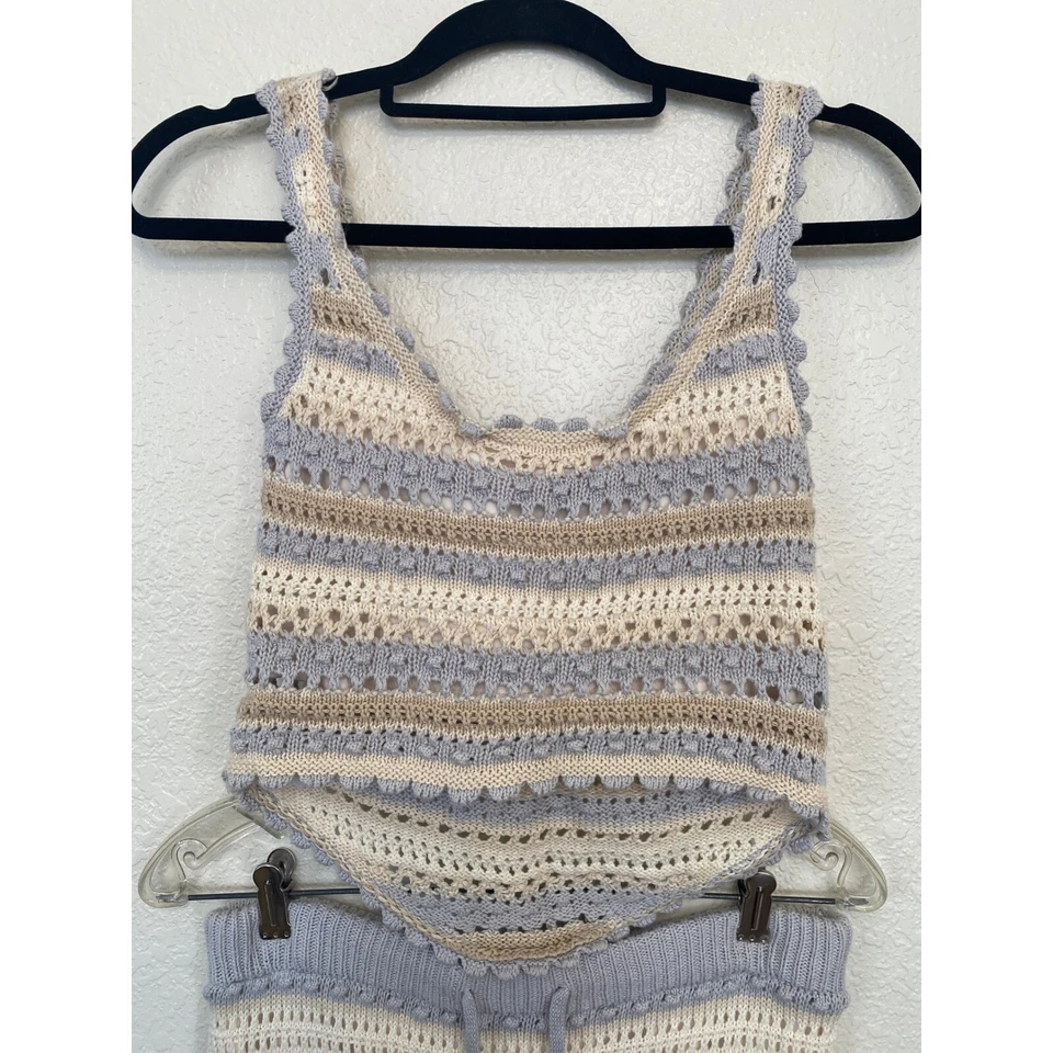 Новый без ценников Jessica Simpson Майка свитер и макси юбка крючком синий и слоновой кости средний - Изображение 3 из 4