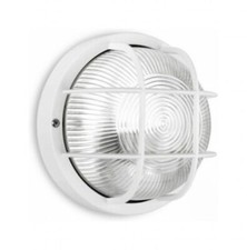 Outdoor Light White Bulkhead Cage IP44 Bulk Head 60w Screw Bulb Req. LyvEco 965W