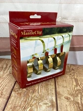 The Original MantleClip 4 Pack Gold New in box Christmas Stocking