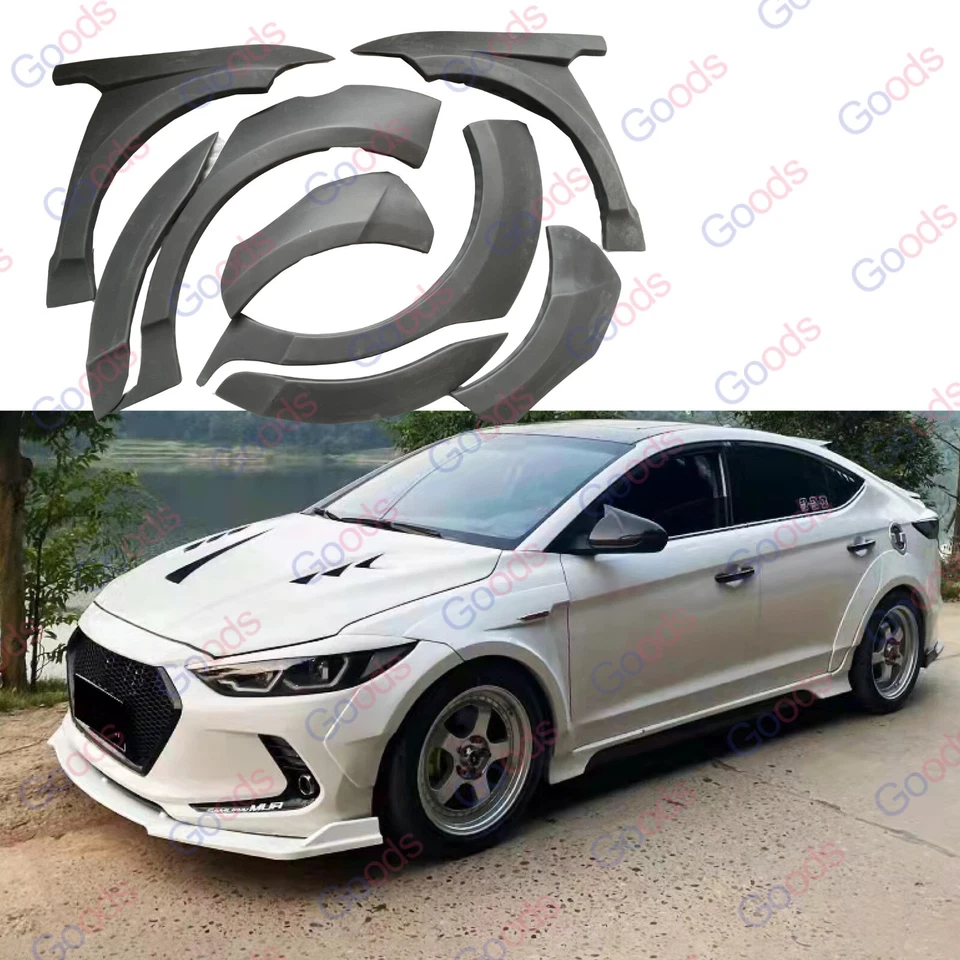 Kit acampanado guardabarros carrocería ancha arcos de rueda negros para Hyundai Elantra 2017-2020 Foto 3 de 4