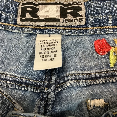 Rave R4R Jeans Capri Women's size 7 embroidered flowers stretch low rise - Picture 8 of 9
