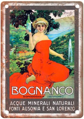 Osvaldo Bognanco Acque Minerali Naturali Vintage Liquor Poster Sign E529