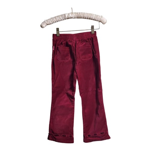 Disney Velvet Burgundy Pants 5T Sincerely Pooh Embroidered Laced Cuff - Picture 2 of 15