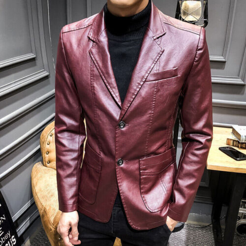 Business Blazer Real Leather Formal Stylish Genuine Handmade Lambskin Men RED - 第 1/6 張圖片