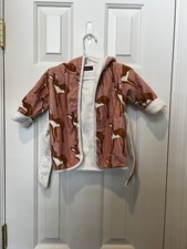 Milkbarn Pink Cotton Baby Hooded Robe- Fawn Design- Size: 0-9 Months EUC 