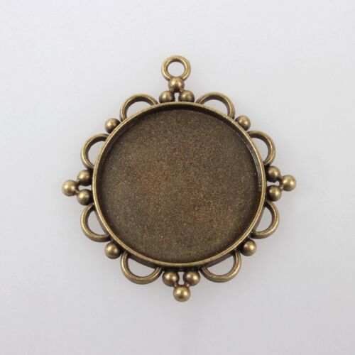 Antik Bronze Flach Rund Tablett Anhänger Cabochon Rohling Einfassung Nickelfrei - Bild 95 von 108