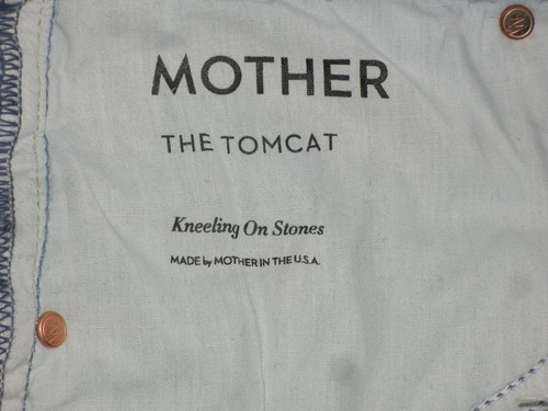 Pantalones de mezclilla cortos Mother Tomcat tiro alto relajados BF para mujer talla 28 azul desgastado L25 - Imagen 9 de 13