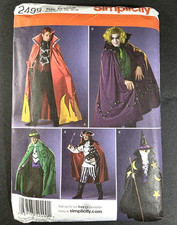 Simplicity 2499 Pattern Costumes Capes Wizard Magician Sizes XS S M UNCUT