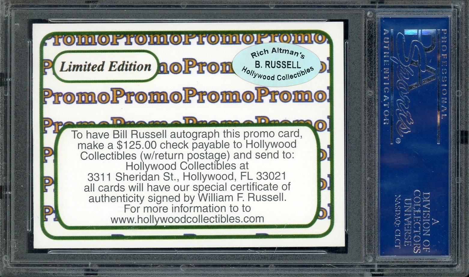 Bill Russell HOF Signed Trading Card PSA/DNA AUTO view 2