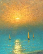 Original oil on canvas Impasto painting, Hand-painted seascape, Impressionism