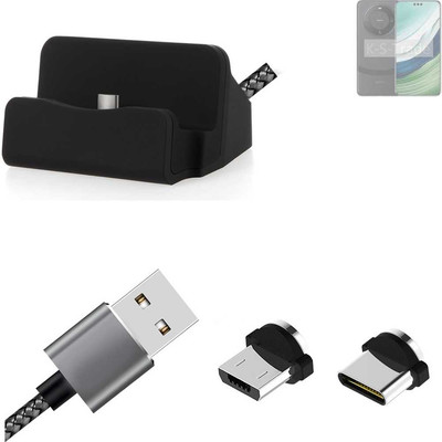 Ladestation für Huawei Mate 60  + USB-Typ C u. Micro-USB-Adapter
