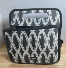 Thirty-One Deluxe Double Duty Caddy Gray White Windswept Diamonds Pattern