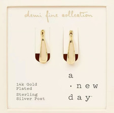 14k Gold Plated Plain Click Top Hoop Sterling Silver Post Earrings - A New Day