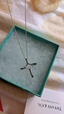 Authentic Vintage Tiffany & Co Elsa Peretti Silver Infinity Cross Necklace Box