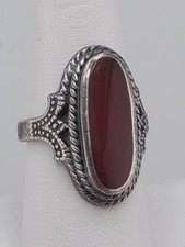 VTG STERLING SILVER CARNELIAN STONE RING SIZE 8
