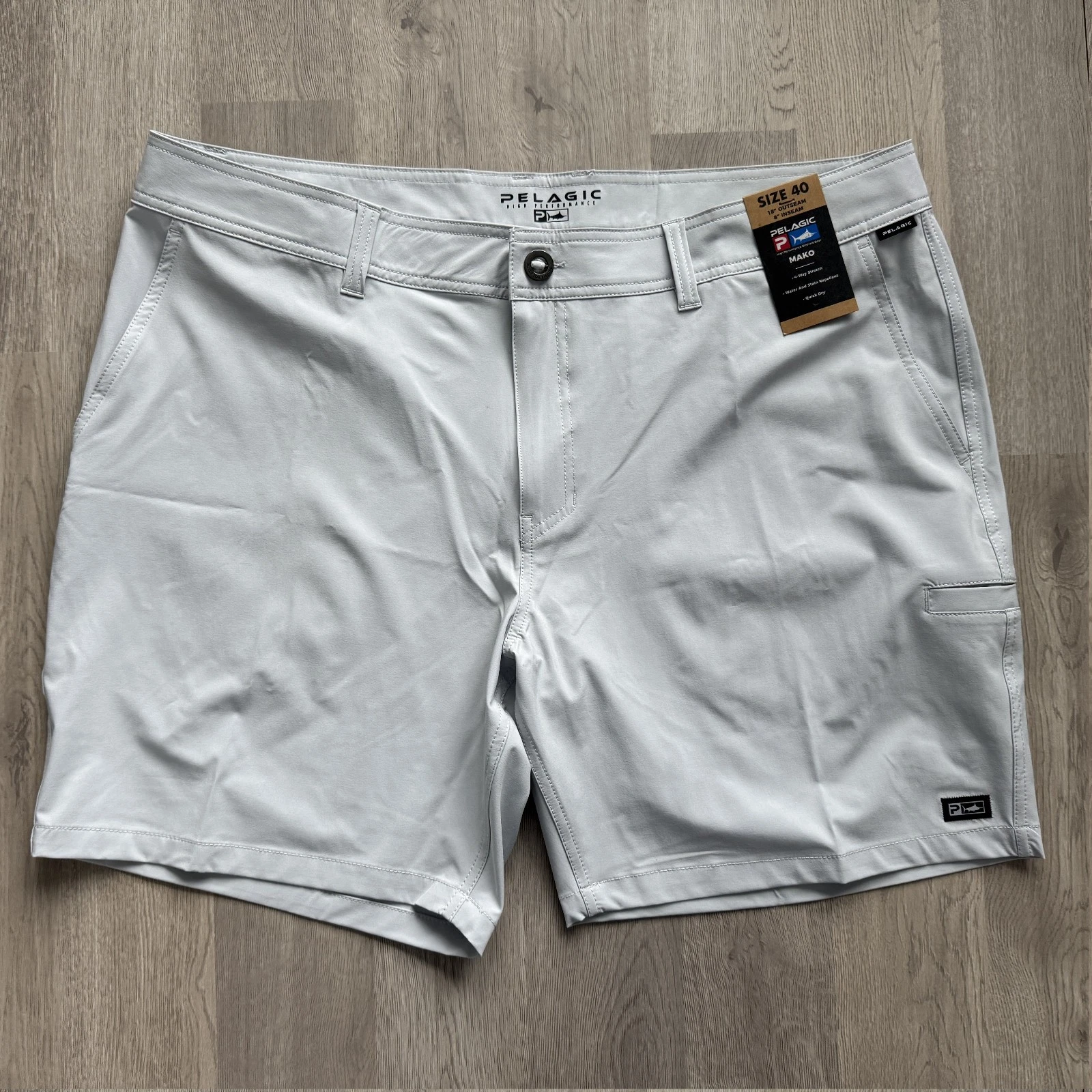NWT Pelagic Mako 18" Hybrid Fishing Shorts Men Sz 40 Gray Performance Gear