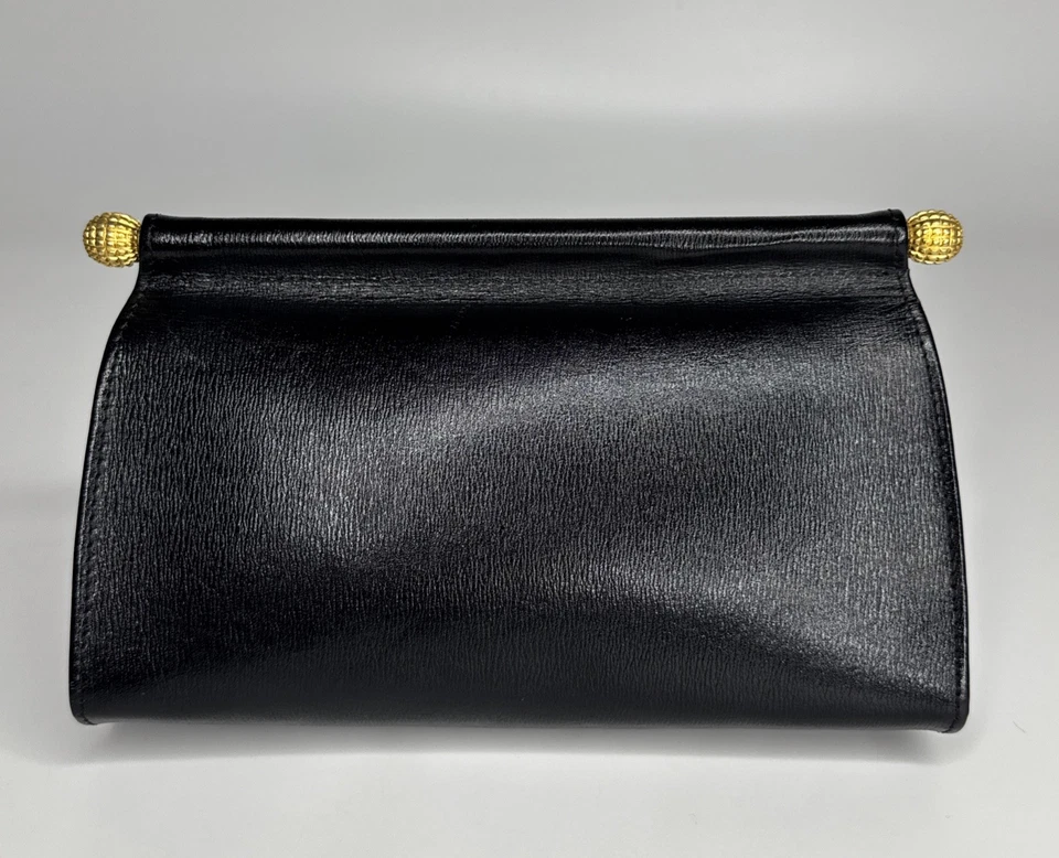 ANNE KLEIN 复古黑色皮革手拿包 — 第 4/4 张图片