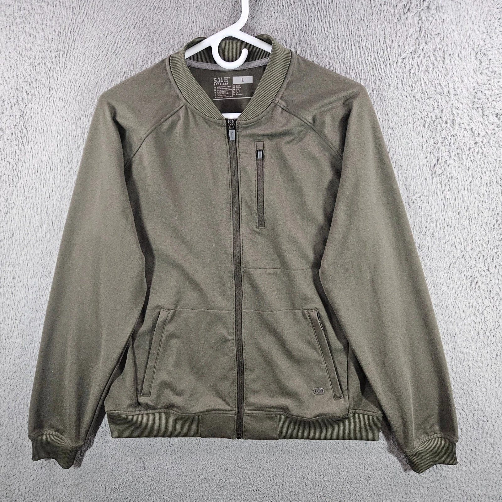 5.11 Tactical Mens Bomber Jacket Olive Green Full Zip Pocket Large