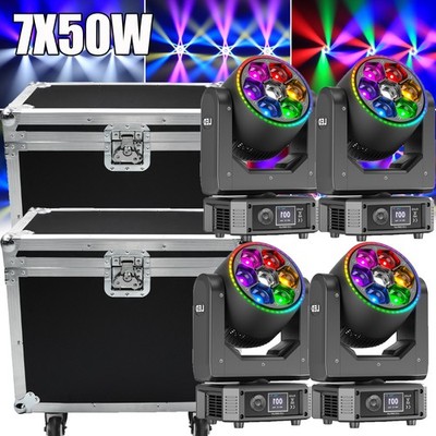 1-4PCS 350W LED Zoom Moving Head Stage Light RGBW DMX Beam Wash Lighting W/Case