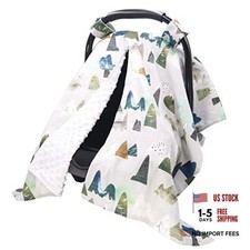 Car Seat Cover for Babies, Mountain Peekaboo Opening Minky Carseat Canopy for