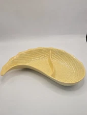 Vintage MCM California Pottery Wings Appetizer Set Yellow Chip and Dip Dish