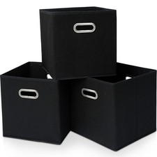 Yunkeeper Black Fabric Cubby Storage Bins  13x13x13 Inches  Cube 3 Pack,
