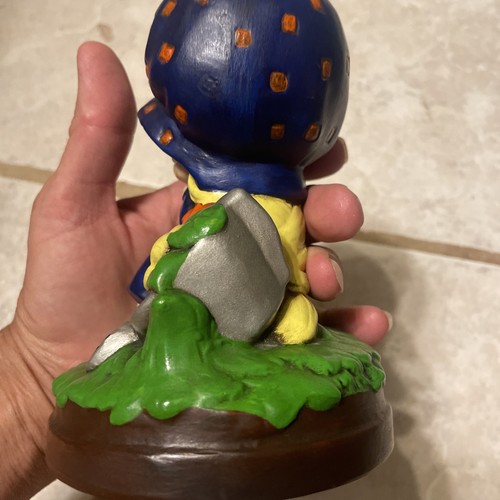 Vintage Mädchen mit blauer Haube Hut Kleid Keramik Figur Statue 70er Jahre handbemalt - Bild 9 von 13