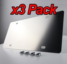 3pc Stainless Brushed Brush Aluminum Silver Vanity Plate Blank License Plate