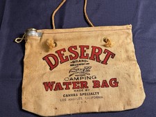 Desert Brand Vintage Camping Water Bag Made In USA Made of Flax Duck.