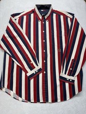 Tommy Hilfiger Vintage - 100 Cotton - Men  s XL Shirt Red White Navy Striped Top