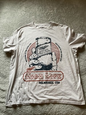 Miller High Life Men's Graphic T-Shirt Light Grey Size XL Light Greey
