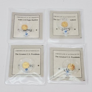 Set of 4 American Mint 14k/.585 Gold Mini Coin Greatest American Presidents