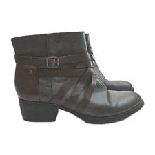 Eurosoft Side Zip Woman’s Sz 9 1/2 M Boots Merced Gray Brown Ankle Bootie 