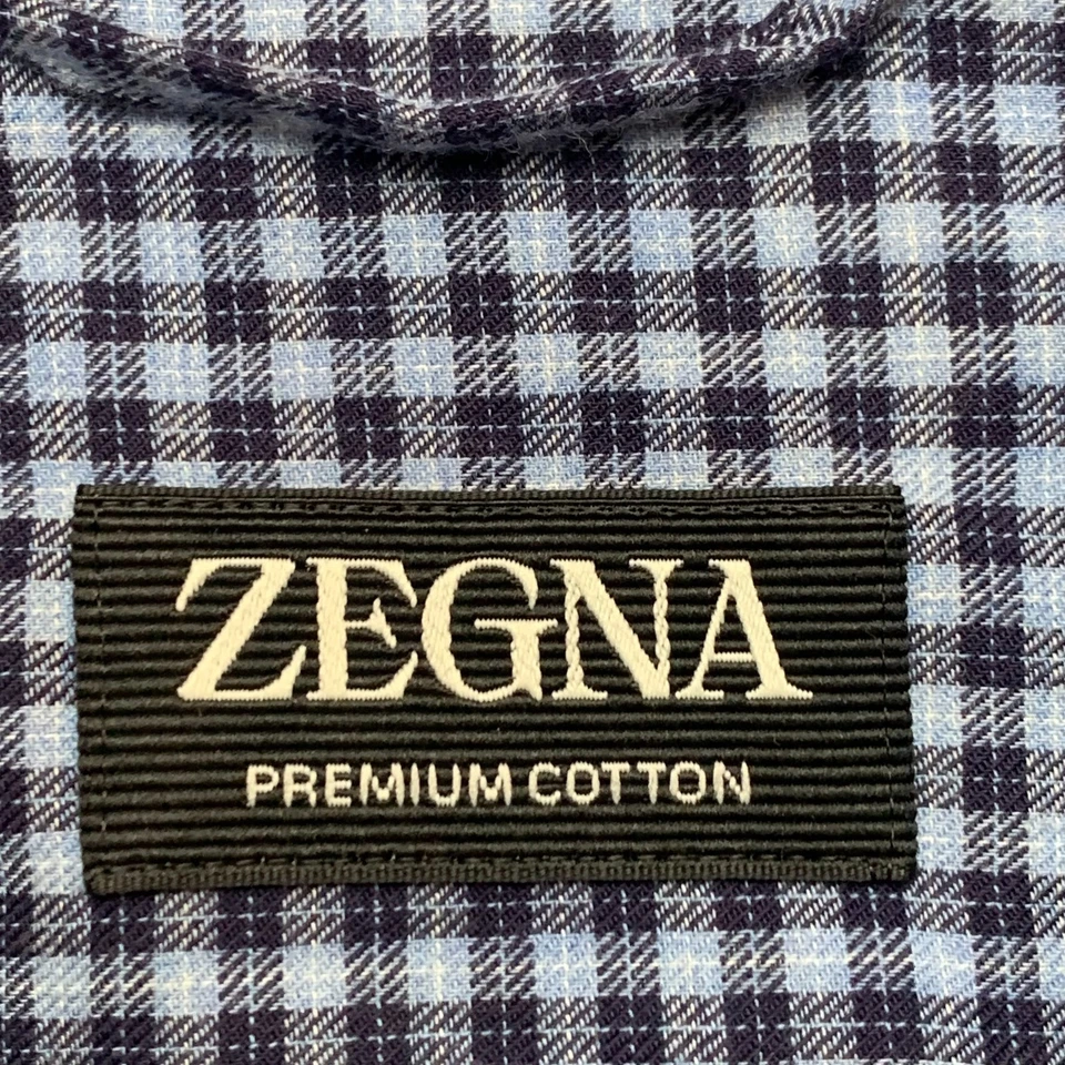 Camisas de vestir ZEGNA para hombre con botones contemporáneas 100 % algodón azul a cuadros grandes Foto 4 de 4