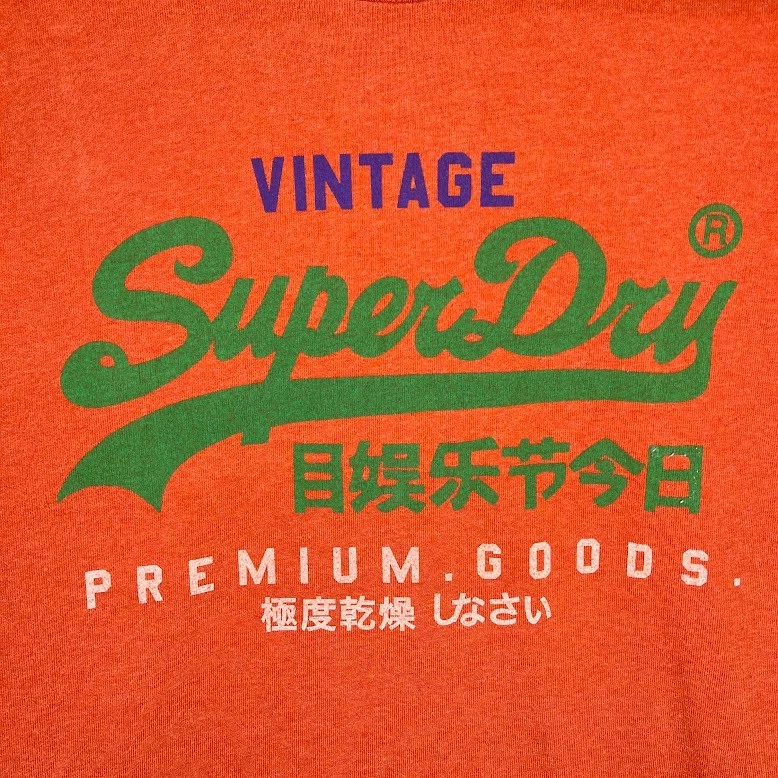 Superdry Orange Vintage Graphic Tee Men's L Japanese Logo Premium Goods Shirt - Image 3 of 4