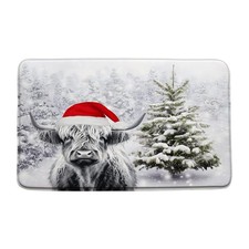 Highland Cow Bath Mat Farm Animal Longhorn Bull Rustic Farmhouse Winter Holid...