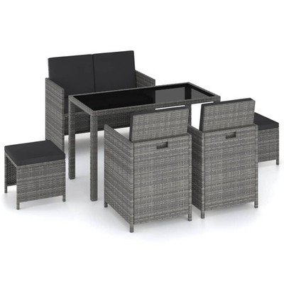 Patio Dining Set 6 Piece Outdoor Dining Table and Chairs Poly Rattan vidaXL