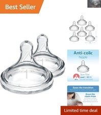 Dr. Brown's 2-Pack Silicone Nipples - Slow Flow Anti-Colic for Newborn Feeding
