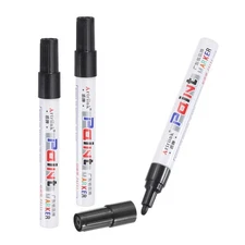 3Pcs Black Paint Markers Pens, Round Tip Permanent Oil-Based Paint Pens