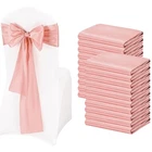 Pesonlook 50Pcs Satin Chair Sashes Ties, Rose Gold 50Pcs,