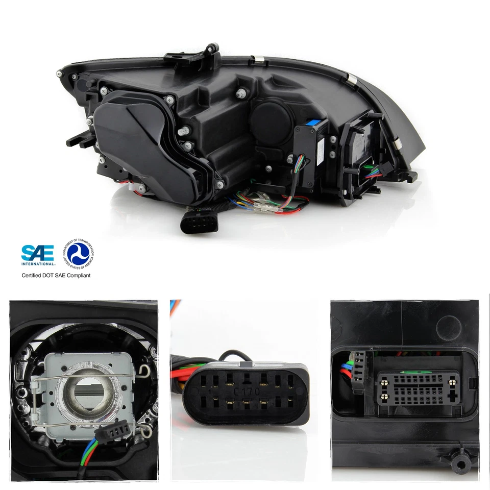 For 08-14 Audi TT Quattro [HID w/AFS] Projector Black Headlights LED Sequential - Image 3 of 4